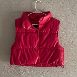 Hot Pink Cropped Puffer Vest